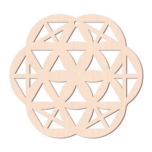 1pc Laser Cut Wooden Wall Sculpture Torus Wall Art Home Decor Meditation Symbol Flower of Life BurlyWood 31x0.6cm