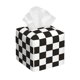 thumbnail image 1 of Fotbe Black and White Checkerboard Porta Pañuelos Decorativo de Cuero, Caja Cuadrada Moderna para Pañuelos Faciales, Organizador y Dispensador 5x5x5'', 1 of 7