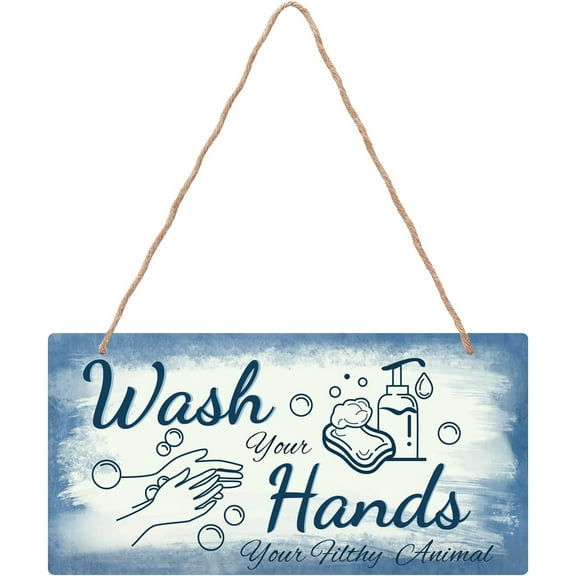 Wash Your Hand Plastic Hanging Wall Decorations Home Door Sign Art Wall Decor Funny Restroom Sign for Bathroom Shower Room Restroom Decoration DIY