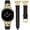 Black/Gold, variant on Leather Band Compatible with Samsung Galaxy Watch 8 40mm 44mm & Watch 8 Classic 46mm, Slim Dressy Genuine Leather Strap with D-Shape Metal Buckle for Women