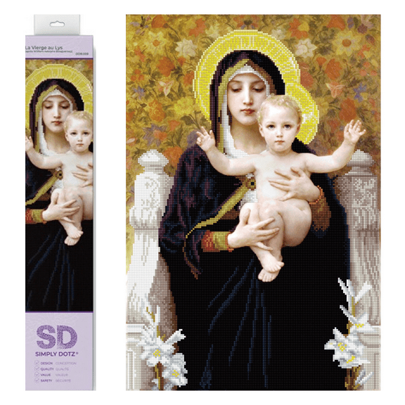 Diamond Dotz La Vierge au Lys (après William-Adolphe Bouguereay) Diamond Painting Kits for Adults - Diamond Art Kits a Relaxing Creative Craft Kit with Dotz Gems 24.41x16.54