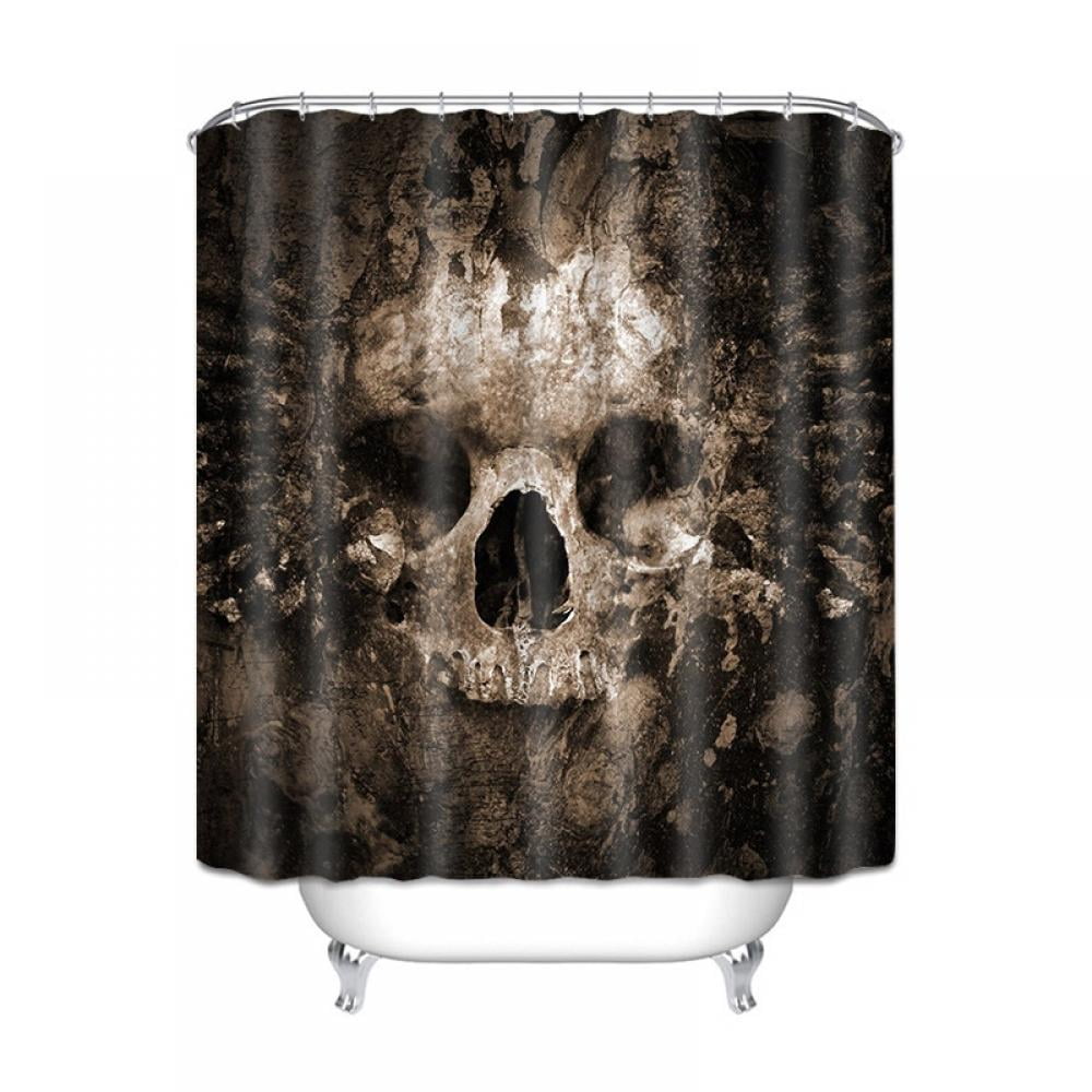 Flame skull Polyester Fabric Waterproof Shower Curtain Liner & 12HOOKS 71*71" 