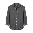 thumbnail image 4 of Men's Linen Cotton Shirts Long Sleeve Lightweight Regular Fit Solid Button Casual Summer Shirt Gray XXL, 4 of 4