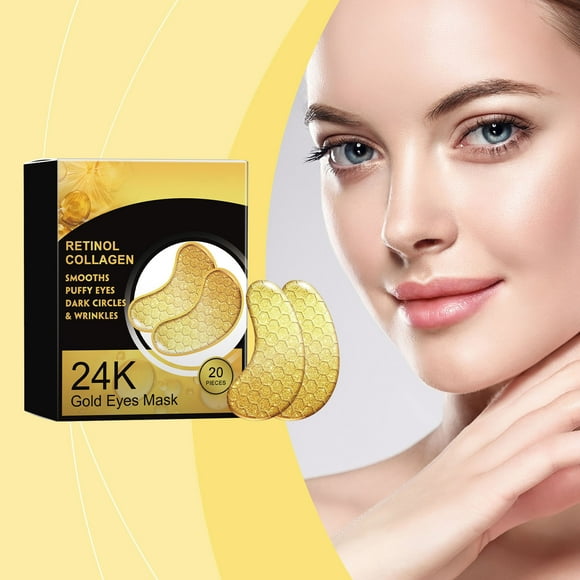 Riforla 20 Pairs of Ageing Golden Eye Pads Collagen Hydrogel Gel Eye Pads Reduce Dark Under Eye for Puffy Eyes and Dark Collagen Under Eye Skin Care Products Mucin Eye Personal Skin Care Gold