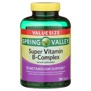 Spring Valley Super Vitamin B-Complex Tablets Dietary Supplement Value Size, 500 Count