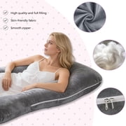 AFGFUF U-Shaped Pregnancy Pillow (49.2 x 28.3) - Full Body Maternity Support Pillow for Total Body Pain Relief, Grey