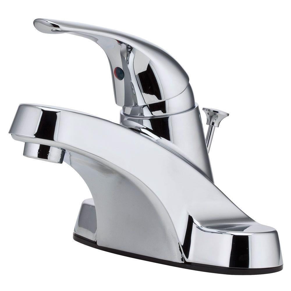 Pfister LG1428000 Pfirst Series Single Control 4" Centerset Bathroom Faucet in Polished Chrome