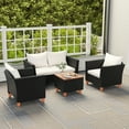 thumbnail image 1 of Gymax 4 Piece Outdoor Conversation Set Patio Cushioned Chairs w/ Storage Coffee Table, 1 of 7