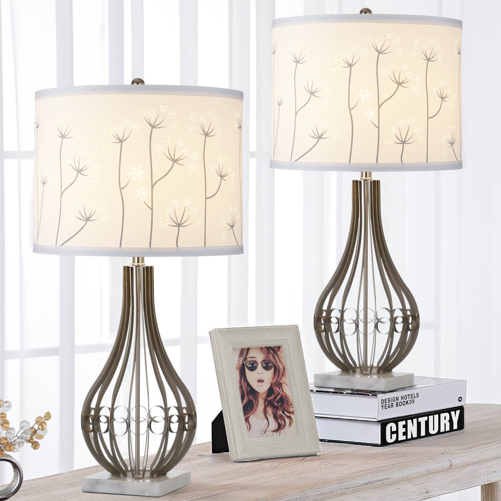 NATYSWAN White Lamp Shade, Large Drum Lampshade , Replacement Lamp Shade Natural Linen Hand Crafted for Table Lamps Floor Lamps, Easy Assembly Required