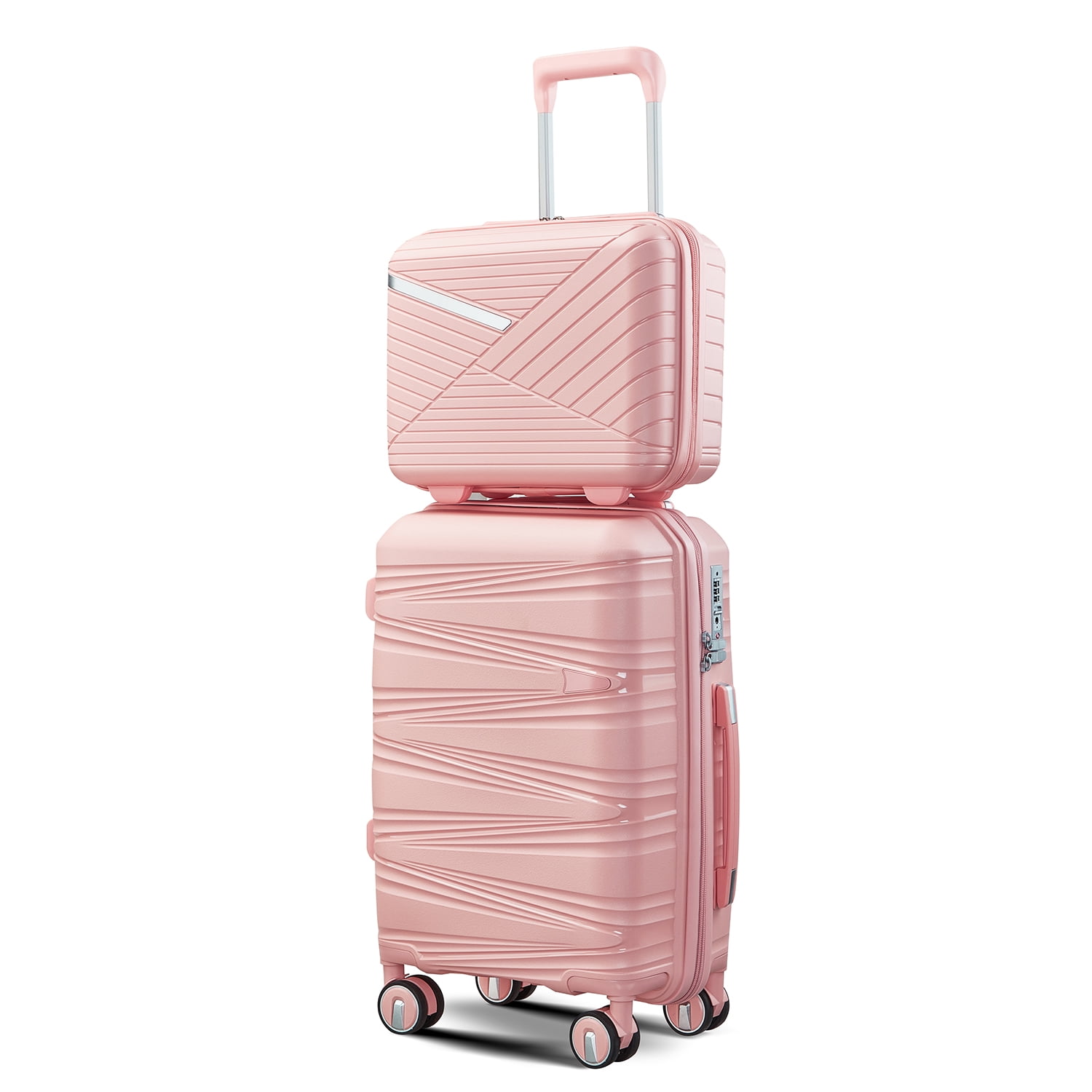 4 Piece Luggage Set Expandable Hardshell Travel Luggage Sets 8 Spinner Wheel Suitcase Wheels TSA Lock Suit Case, PP Lightweight & Durable wheels Upright Suitcase, 14/20/24/28 Inch