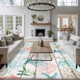 thumbnail image 3 of 5x8 Area Rugs for Living Room, Teal Red Jellyfish Coastal Non Slip Area Rugs for Kitchen Bedroom Entryway, Vintage Beach Coral Starfish Nautical Washable Carpet Runner Rug Floor Mats for Bedroom, 3 of 8