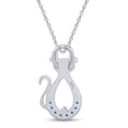 thumbnail image 3 of AFFY Round Shape Simulated Blue Topaz Infinity Monkey Pendant Necklace In 14K White Gold Over Sterling Silver By, 3 of 5