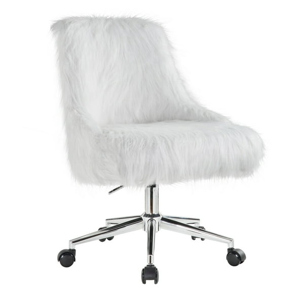 ACME Arundell II Upholstered Swivel Office Chair in White and Chrome