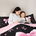 thumbnail image 4 of Erosebridal Girly Bow Twin Bedding Sets 7-Piece, Cute Princess Cartoon Bedding Comforter Set, Black Pink, 4 of 7