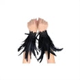 thumbnail image 2 of Puños de Plumas para Mujer, de Piel Suave, con Plumas, Accesorios para Festivales, Espectáculos y Bailes, Color Negro., 2 of 5