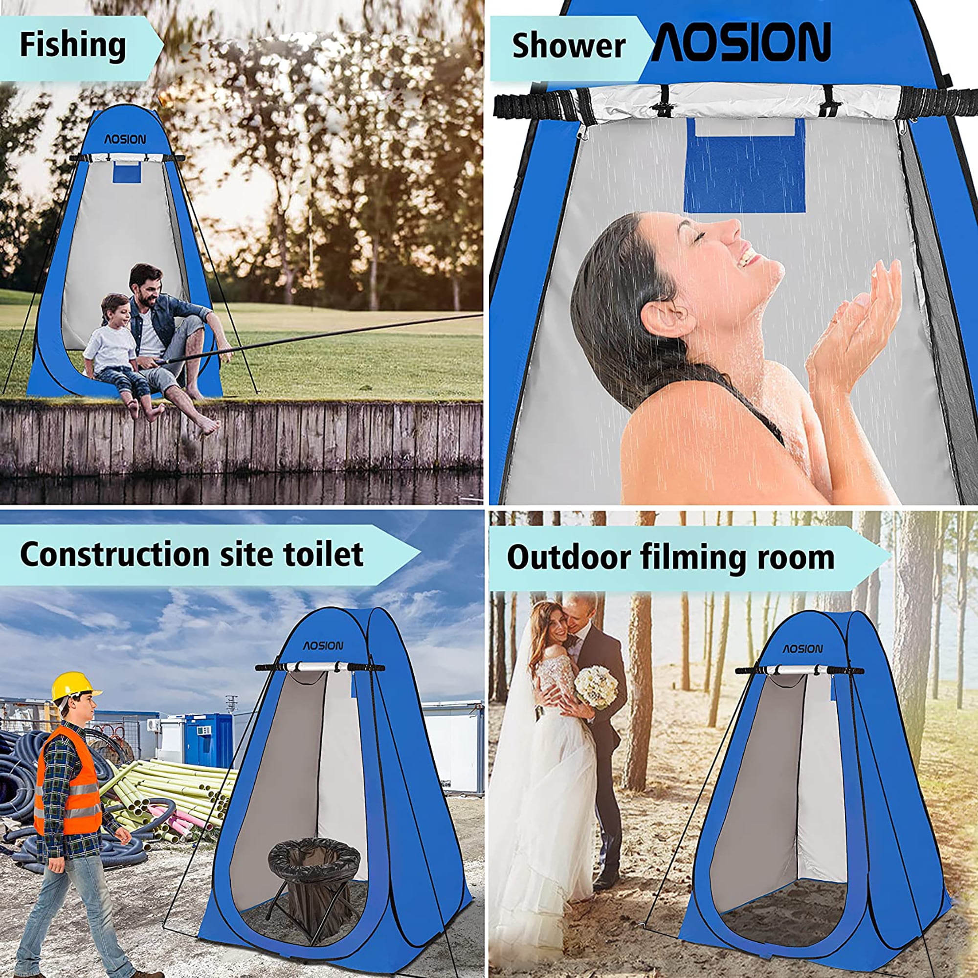 Pop Up Shower Camping Tent, Outdoor Privacy Camp Toilet Tent, Portable Dressing Room with Carrying Bag, Bath Bag for Camping, Hiking
