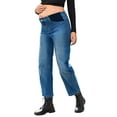 thumbnail image 3 of DOKOTOO Women's Maternity Jeans Elastic Waist Baggy Barrel Jeans Side Panel Loose Denim Stretch Pants for pregnancy women, 3 of 10