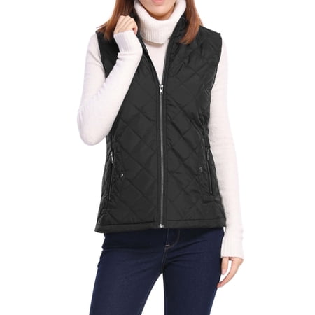 Download Unique Bargains - Women's Mock Pocket Quilted Padded Vest ...