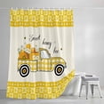 thumbnail image 4 of Bee Truck Small Stall Shower Curtain, Waterproof Shower Curtains for Bathroom, Yellow Honey Daisy Floral Patterned Plaid Washable Fabric Bath Curtain for Bathtub Decoration with Hooks 36x78 Inches, 4 of 9