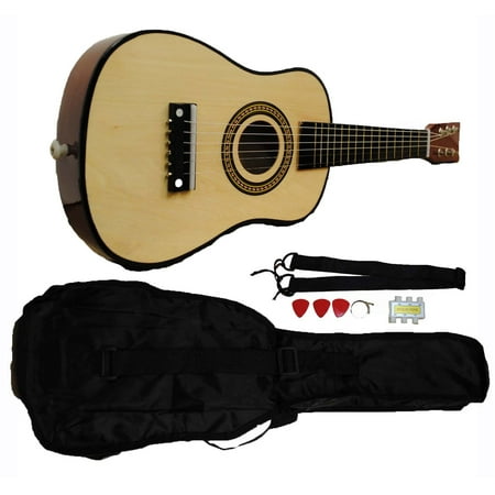 Mini Kids Acoustic Toy Guitar Kit Gig Bag + Picks + Strap + Tuner - Natural