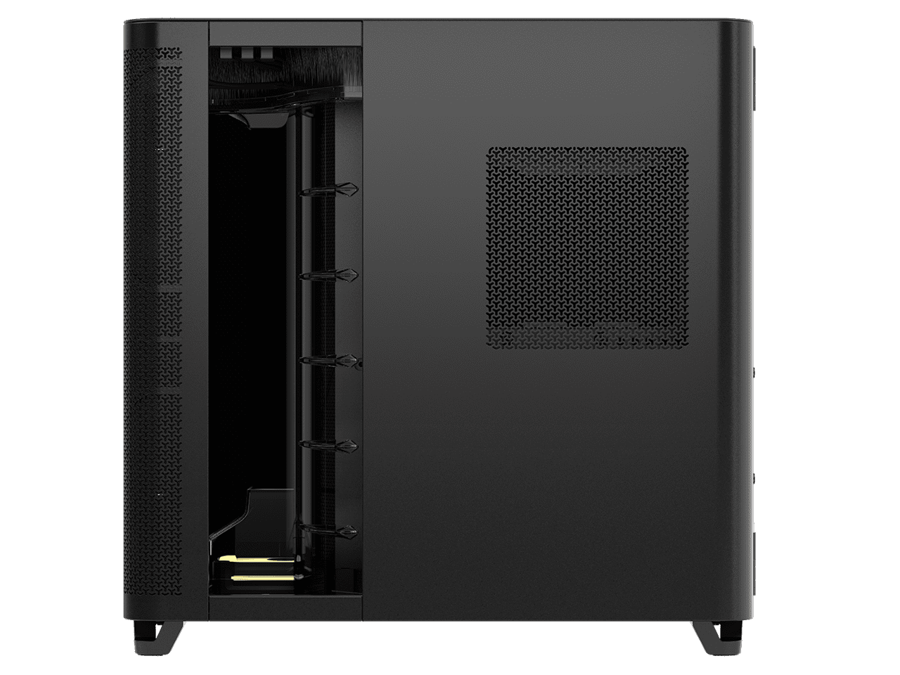 Corsair AIR 5400 LX-R RGB iCUE LINK Triple Chamber Mid-Tower PC Case-Black with 3x iCUE LINK LX-R RGB 120mm reverse-rotor fans and System Hub Pre-Installed, BTF Back Plug Motherboard Design