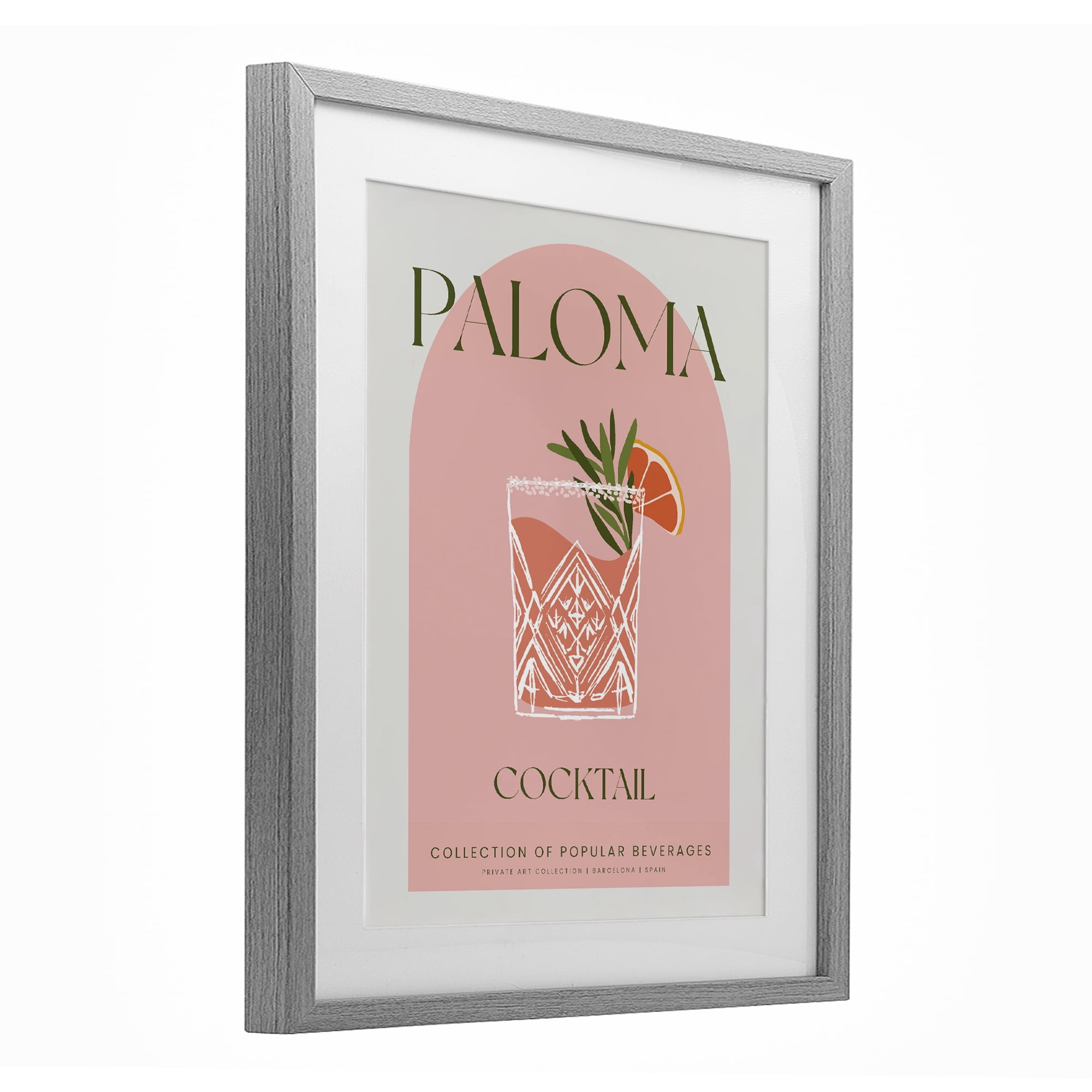 Stylish Retro Paloma Gray Framed Print Under Glass, design by Lil' Rue
