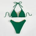 thumbnail image 5 of Arnsht Women's Fashion Floral Trim Embellished Bikini Summer Beach Hanging Neck Swimwear High Elastic Trendy Casual Swimsuits Green L, 5 of 6