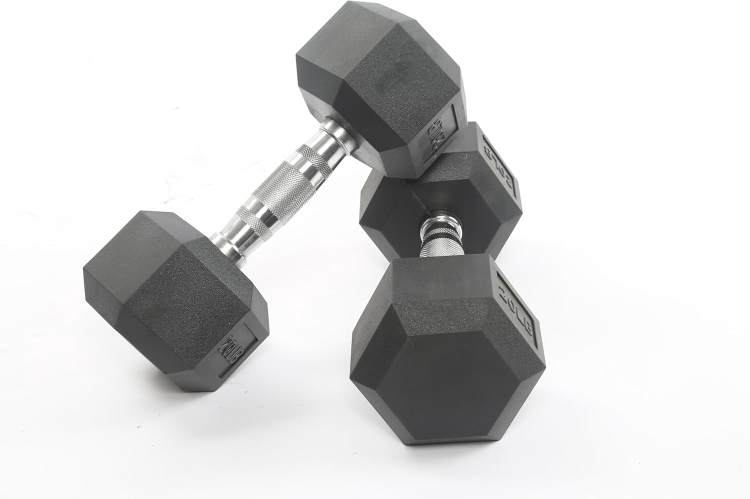 Rubber & PVC Coated Hex Dumbbell Set – Fixed Hand Weights with Anti-Slip Grip, Anti-Roll Design, Durable & Odorless – 90 lbs Set (10LB x2, 15LB x2, 20LB x2)