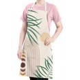 thumbnail image 5 of Green Boho Geometric and Plant Pattern Apron-Garden Aprons for Women with Pockets-Cotton Linen Waterproof Kitchen Cooking Gardening Aprons Adjustable for Kitchen,Cooking,BBQ and Salon 33x27 Inch, 5 of 7
