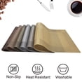 thumbnail image 5 of Home Vinyl Woven Placemats for Dining Table, 4 Pcs Rectangle PVC Placemats, 12"×18" Non-Slip Insulation Placemat Washable Table Mats for Dining Kitchen Restaurant Table –Coffee, 5 of 7