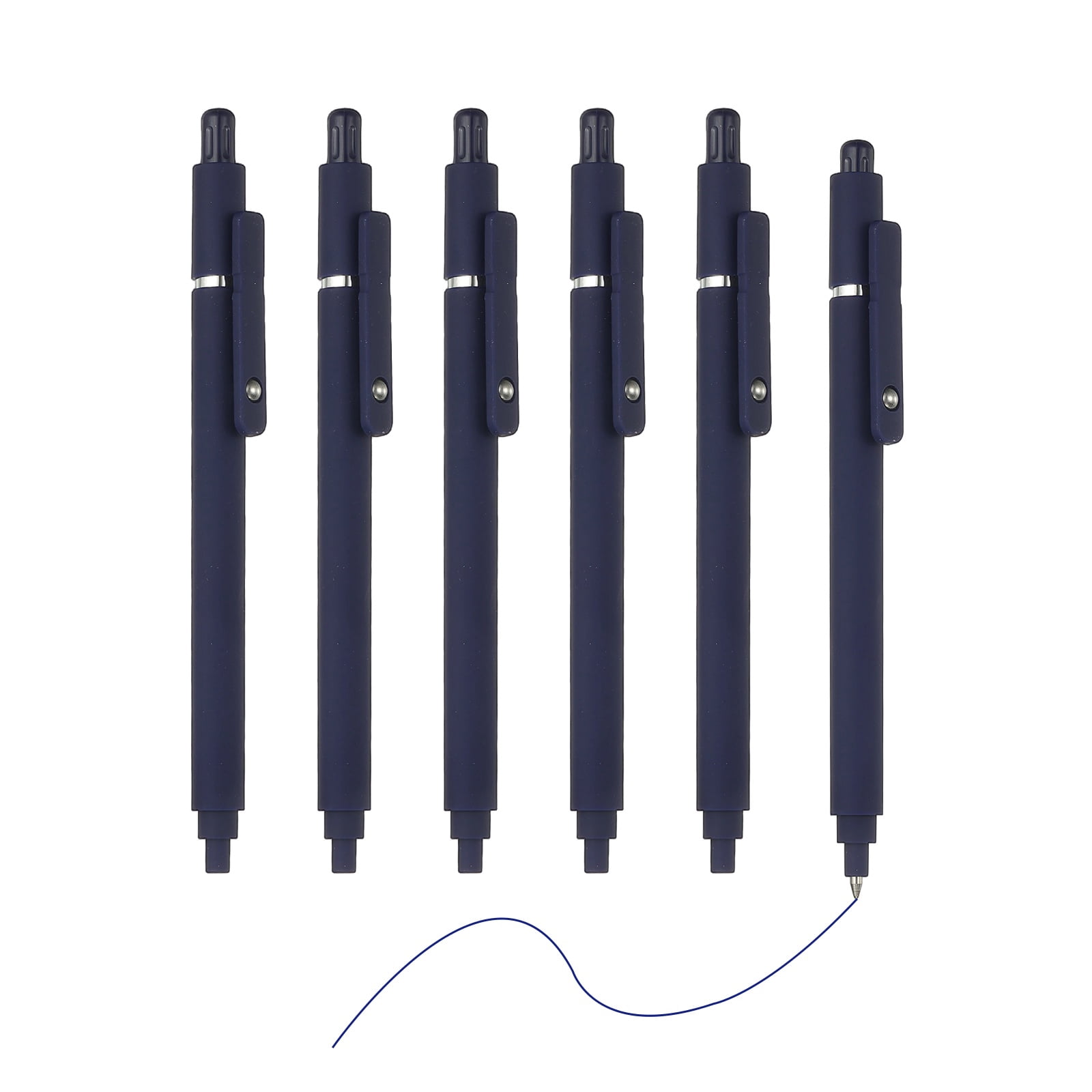 Uxcell 6 Pack Retractable Pens 0.5mm Blue Gel Ink Pens Retractable Ballpoint Pen Fine Point Smooth Writing Cute for Office Home Supplies Journaling