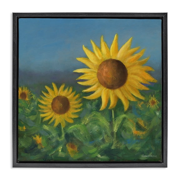 Stupell Industries Blooming Sunflower Meadow Botanical & Floral Painting Black Floater Framed Art Print Wall Art, 18 x 18