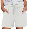 thumbnail image 2 of CHGBMOK Womens Trendy Solid Casual Shorts Drawstring Elastic Waist Shorts Summer Comfy Loose Shorts with Pockets, 2 of 4