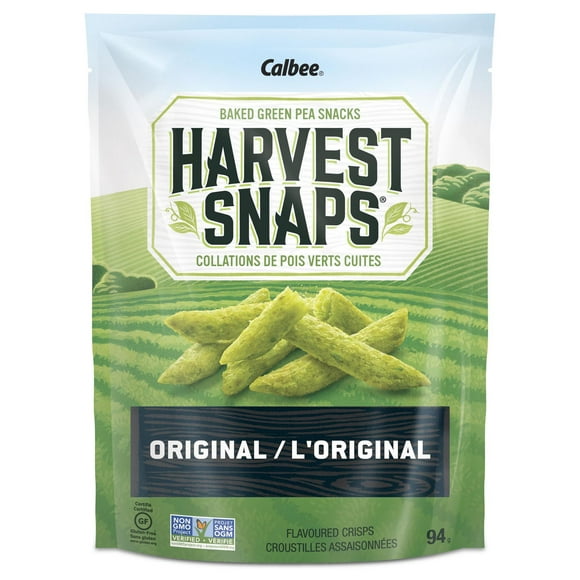 Harvest Snaps® Snack Crisps L'Original 94g Harvest Snaps Collations aux pois verts cuites au four, chips végétariennes originales et sans glute L'Original 94g