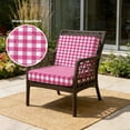 thumbnail image 2 of Outdoor Patio Cushion Covers 4 Pack Hot Pink Checks Patio Chair Cushion Covers with Ties and Zipper Modern Gingham Plaid Waterproof Outdoor Seat Cushion Covers for Patio Furniture 24"x24", 2 of 9