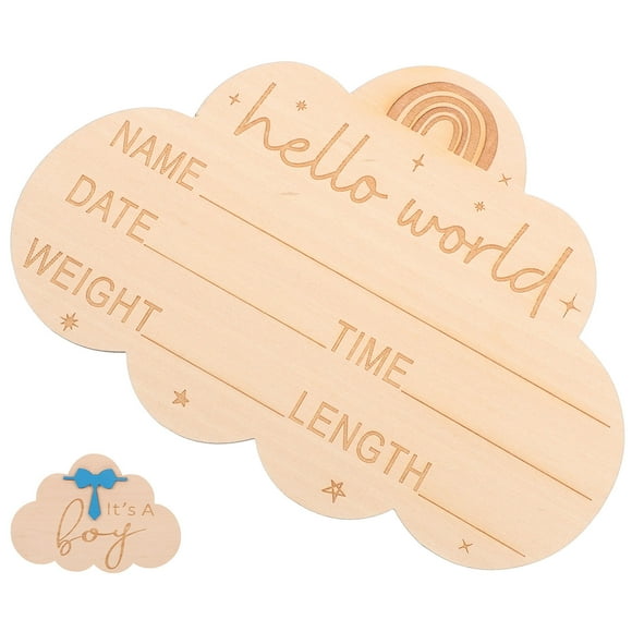 PTOOTP Nursery Name Sign for Boys Wooden Cloud Shape Light Yellow 1Pcs Parties