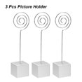 thumbnail image 3 of Unique Bargains Resin Cube Base Picture Card Holder, 3 Pack Circle Shape Table Stand Holder for Party Displaying, Silver Tone, 3 of 5