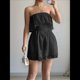 thumbnail image 5 of Mono Corto de Playa con Hombros Descubiertos, Estampado Floral, Informal, de Verano, Sin Tirantes, Plisado, con Cintura Elástica para Mujer. Negro XL, 5 of 8