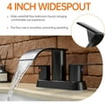 thumbnail image 2 of Waterfall Bathroom Sink Faucet 4 Inch Faucet 2 Handle Lead-Free Black, Bathroom Faucet with Water Supply Lines Pop Up Drain, 2 or 3 Holes Bathroom Basin Lavatory Mixer Tap with Deck Mount Plate, 2 of 16
