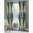 thumbnail image 4 of Turquoise Yellow Abstract Sheer Curtains 96 Inch Length 2 Panels Set, Teal Modern Smear Artwork Voile Window Treatment Semi Sheer Long Curtains Drapes for Bedroom/Living Room/Kitchen 52"x96"x2, 4 of 7
