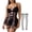 Black, variant on Women's Lace Lingerie Set Teddy Babydoll Bodysuit Mesh Corset Nightwear Underwear with Stockings Garter Belt Thong 3 Piece L Pink