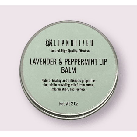 Lipnotized Lavender & Peppermint 2 oz Lip Balm with Healing and Antiseptic Properties for Dry, Cracked Lips Prone to Scarring and Burns.