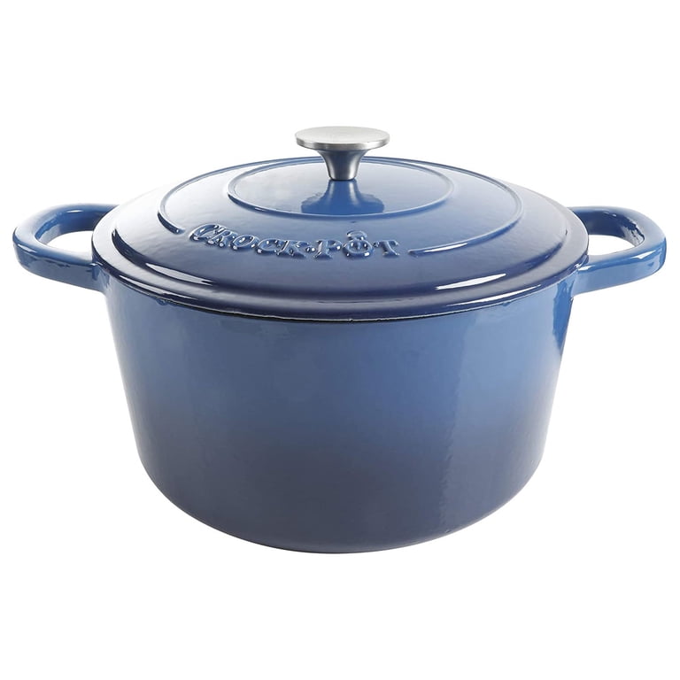 Crock-Pot 7-Quart Enameled Cast Iron Dutch Oven, Blue photo 1