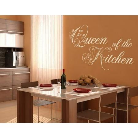 Queen of the Kitchen Wall Decal - wall decal, sticker, mural vinyl art home decor quotes and sayings - WS4002 - Yellow, 31in x 19in