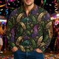 thumbnail image 2 of Resicozy Mardi Gras Sweatshirt for Men Printed Casual Long Sleeve Sweatshirts 1/4 Zipper Stand Collar Pullover Green 1 2XL, 2 of 5