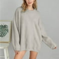 thumbnail image 2 of Women's Oversized Crewneck Sweaters Long Sleeve Fuzzy Knit Pullover Solid Color Warm Fall Top Trendy Outfits, 2 of 4