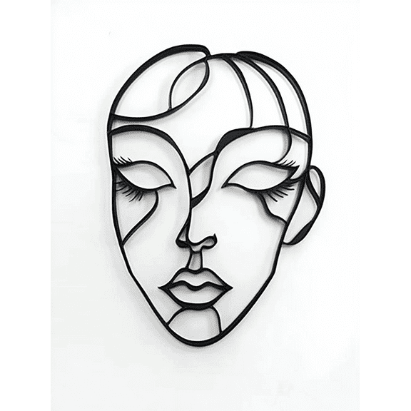 Abstract Line Art Face Wall Decor/Canvas Art， Suitable for Living Room， Bedroom， Office， Hallway， and Bathroom Decoration.