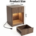 thumbnail image 2 of Fluted Nightstand with Charging Station and LED Light, Mid Century Modern Bedside Table with Drawer and Open Storage Shelf, Rounded Corners End Table for Bedroom Living Room, Walnut Brown, 2 of 9
