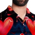 thumbnail image 5 of Valentine's Day Love ECG Men's Short Sleeve Hawaiian Poplin Shirt - Casual Printed Button Down Summer Beach Shirt for Men, 5 of 6