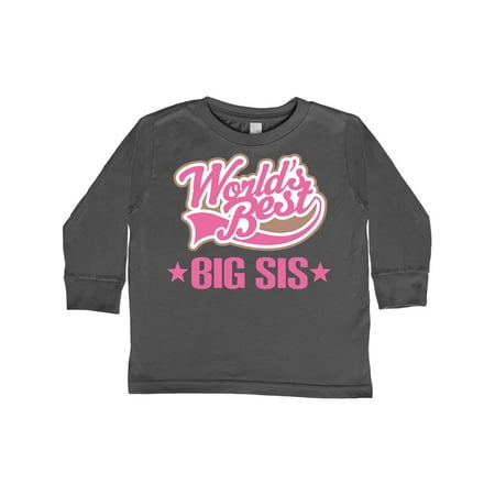 

Inktastic Sister Worlds Best Big Sis Gift Toddler Toddler Girl Long Sleeve T-Shirt